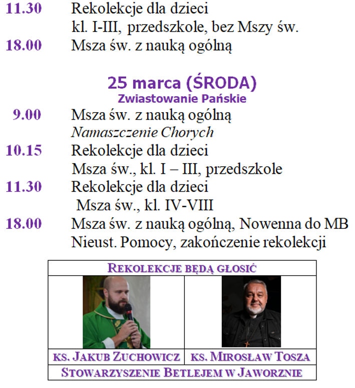 Rekolekcje wielkopostne