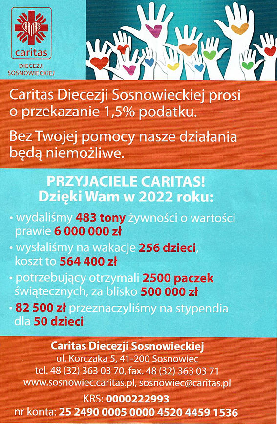 1,5 procenta na Caritas